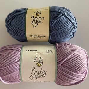 YARN!!! Bundle Yarn Bee Comfy Classic Denim, Baby Bee, and Dazling (3 skeins)
